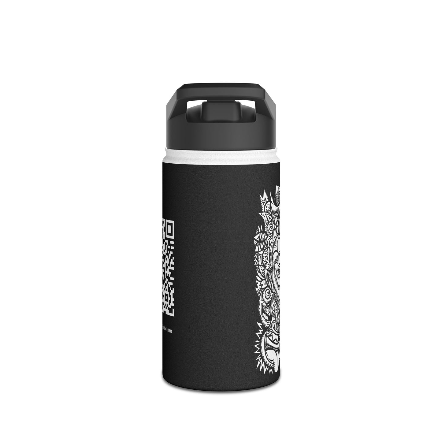 White & Sublime Stainless Steel Bottle | Artistic Hydration, QR Follow Design